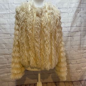 Greylin Cream faux fur jacket